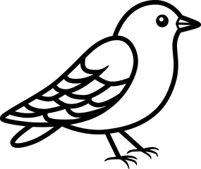 A small bird drawn with black lines