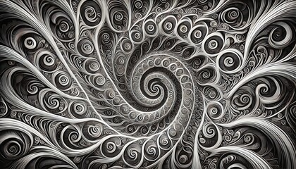 Abstract Swirling Pattern in Black and White.