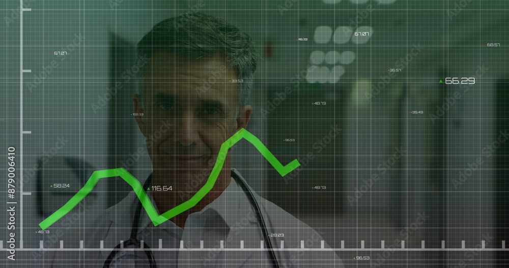 Aufkleber image of green line processing with statistics over grid