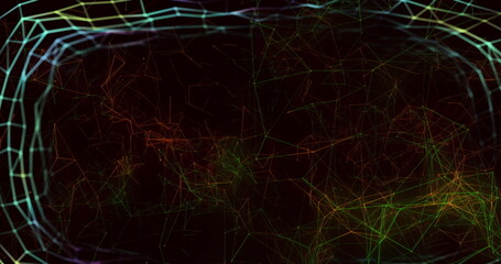 Naklejka premium Image of networks of connections over black background