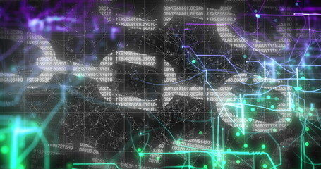 Image of data processing over black background