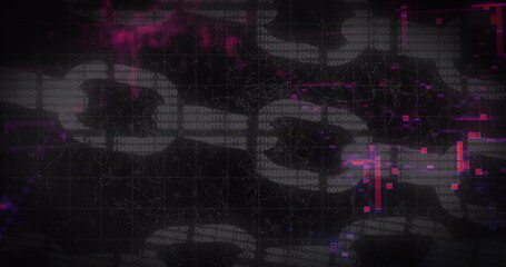 Image of data processing over black background