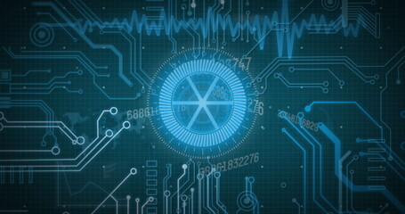 Image of data with hud processing, circles on digital interface