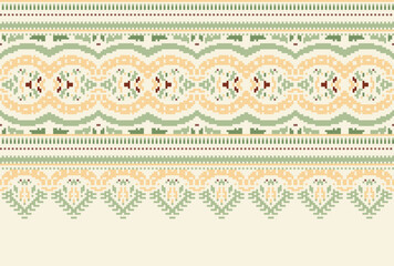Pixel Tribal striped seamless pattern. Aztec geometric  background. Can be used in fabric design for clothes, accessories, decorative paper, wrapping,