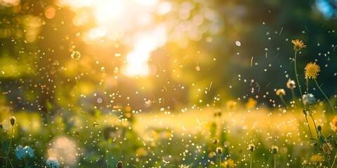 Visualizing the Spread of Hay Fever Pollen in Nature During Allergy Season. Concept Allergy Season, Hay Fever Pollen, Nature Photography, Pollen Spread, Outdoor Environments
