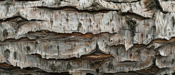 Panoramic close-up, high detail scan of smooth birch tree bark texture, Generative AI