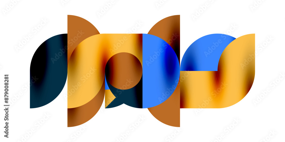 Poster tech minimal circular shapes geometric art. vector modern circles