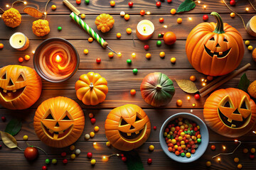 halloween background with pumpkins