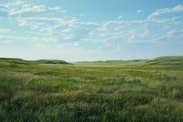 Grasslands National Park. Morning Sky Over Vast Grassland Landscape