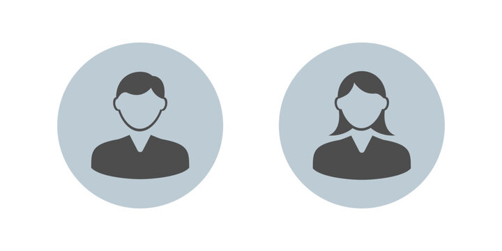 male and female icon profil avatar, member or account sign in flat design
