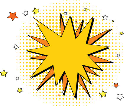 Bright explosion with stars and dots