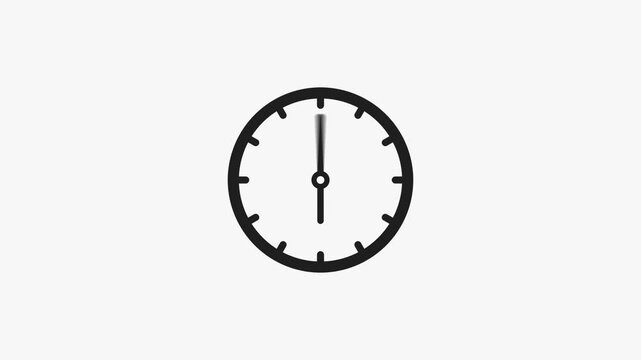 Black white animation of clock with moving hands, ideal for time related projects or presentations