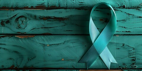 Teal ribbons symbolize various health conditions like cancer PCOS PTSD and OCD. Concept Awareness Ribbons, Health Conditions, Symbolism, Teal Ribbons