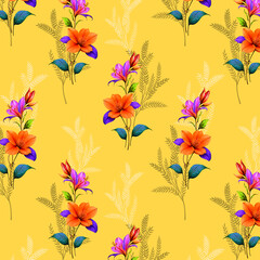 watercolor painting colorful splashes on a white floral background flower leaf
