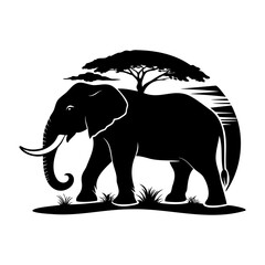 Obraz premium Elephant In Nature Silhouette