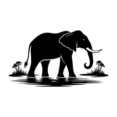 Obraz premium Elephant In Nature Silhouette