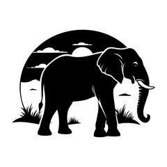 Elephant In Nature Silhouettes Collection