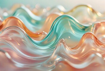 Wavy, translucent glass shapes in a harmonious arrangement produce an elegant background with a mix of soft and vibrant tones