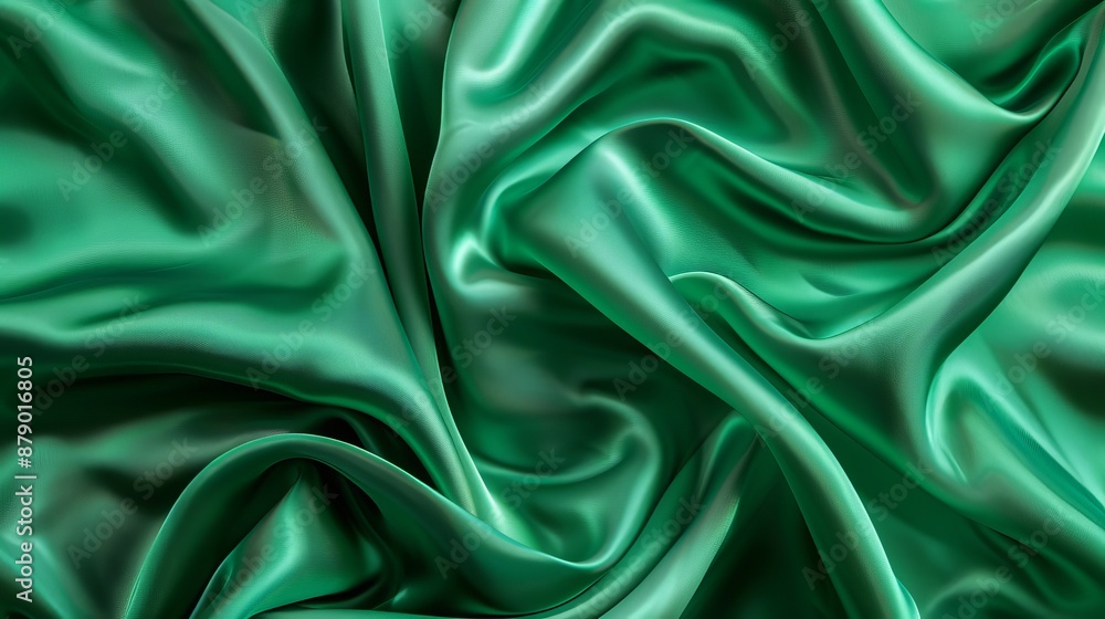 Wall mural background texture and pattern featuring green emerald silk fabric, adding complexity and structural