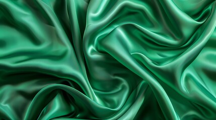 Background texture and pattern featuring green emerald silk fabric, adding complexity and structural elegance, ideal for designs, wallpapers, and posters.