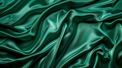 Obraz premium Background texture and pattern featuring green emerald silk fabric, adding complexity and structural elegance, ideal for designs, wallpapers, and posters.