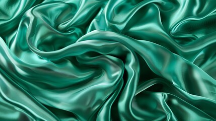 Obraz premium Background texture and pattern featuring green emerald silk fabric, adding complexity and structural elegance, ideal for designs, wallpapers, and posters.