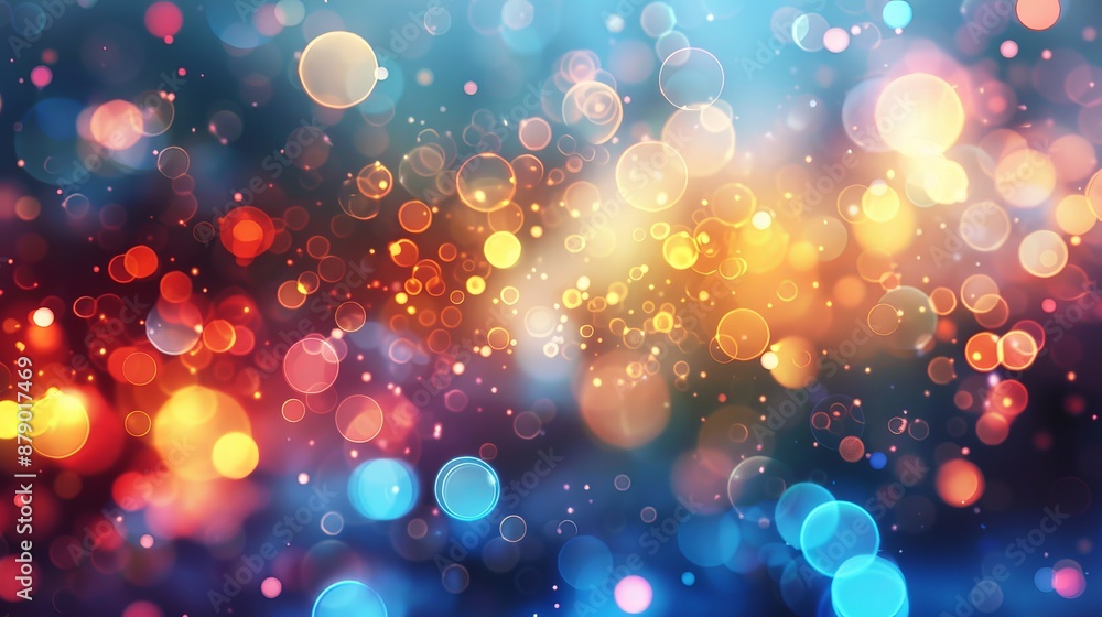 Wall mural a colorful light bokeh blurry background creates an abstract and mesmerizing image, blending vibrant