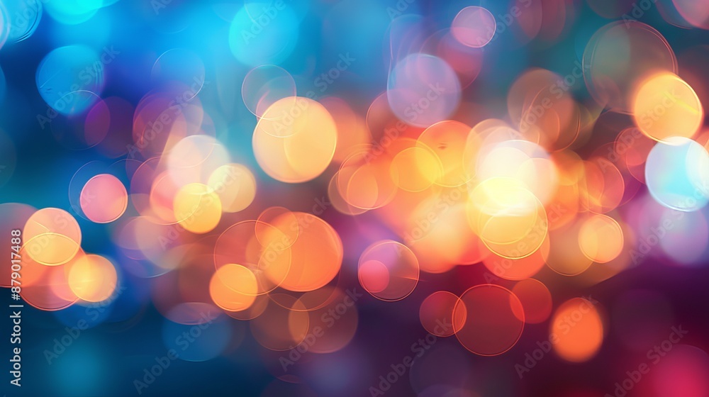 Wall mural a colorful light bokeh blurry background creates an abstract and mesmerizing image, blending vibrant