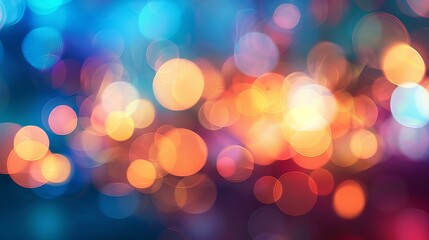 Fototapeta premium A colorful light bokeh blurry background creates an abstract and mesmerizing image, blending vibrant hues and defocused lights to evoke a sense of dynamic energy and artistic flair.