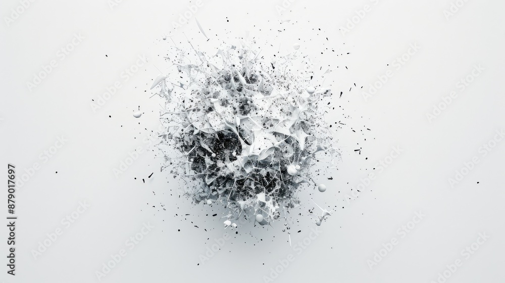 Poster clean and minimalist 3d sphere on white background - abstract high resolution art concept, generativ
