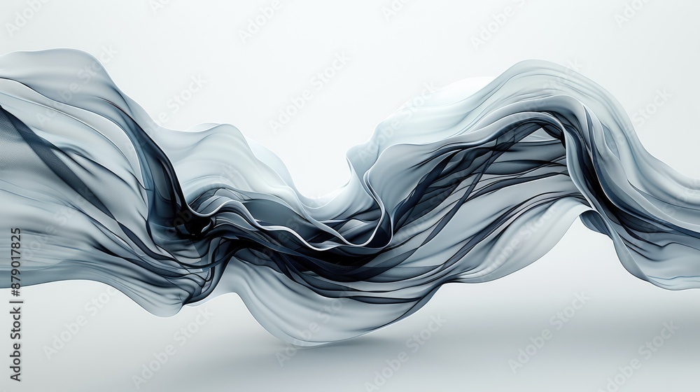 Aufkleber abstract minimalist 3d wave with smooth curves in high resolution, generative ai
