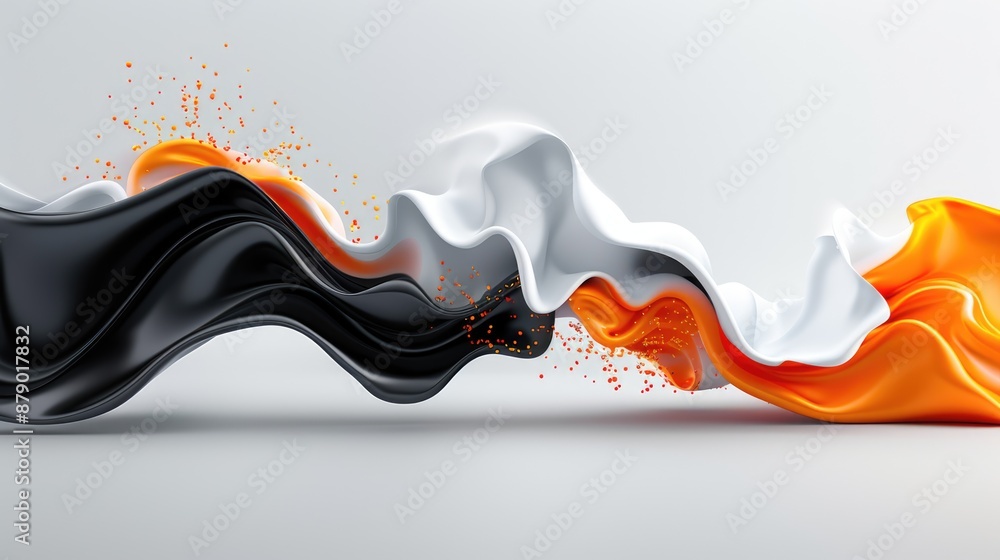 Poster fluidity in motion - intricate minimalist 3d wave with smooth curves in high resolution abstract des