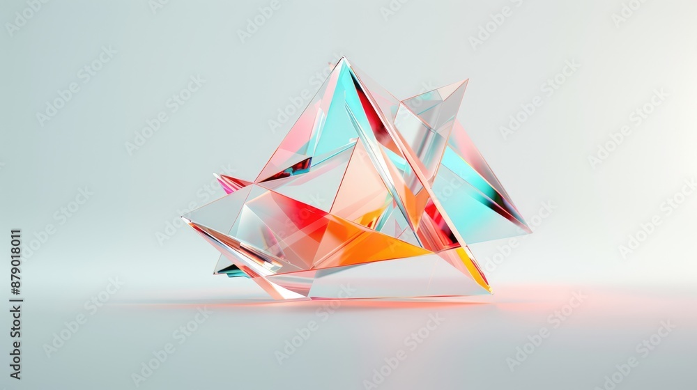 Poster geometric harmony - abstract 3d triangle with clean lines in minimalist composition | 4k resolution,