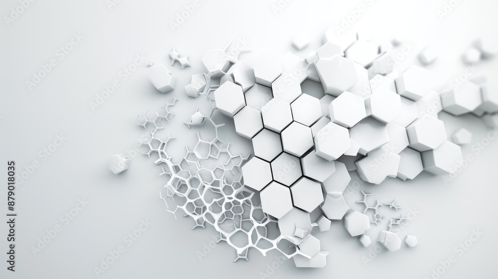 Poster minimalist 3d hexagon design: a clean and elegant abstract concept in high resolution, generative ai