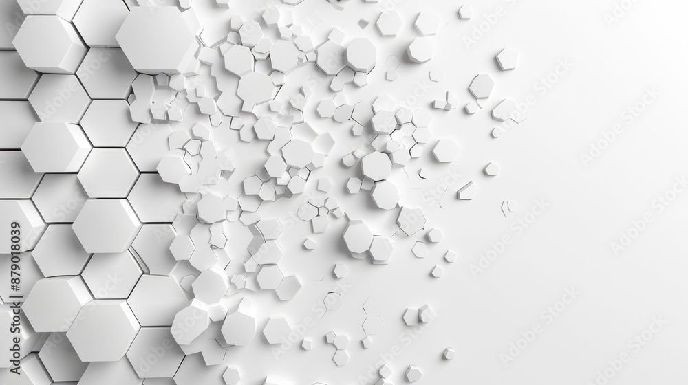Poster minimalistic geometric 3d pattern on white background in 4k resolution, generative ai