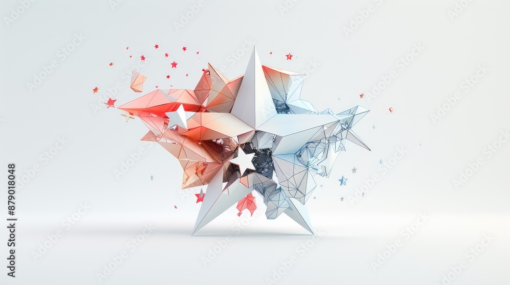 Poster geometric abstract 3d star in minimalist style with clean lines - high resolution graphic design, ge