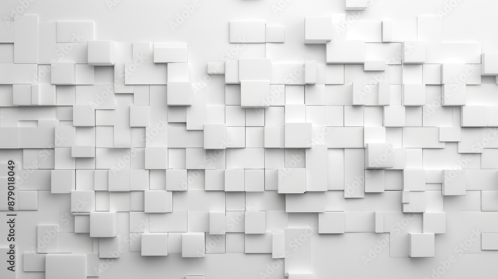 Aufkleber clean geometric 3d pattern on white background - minimalistic design in 4k resolution, generative ai