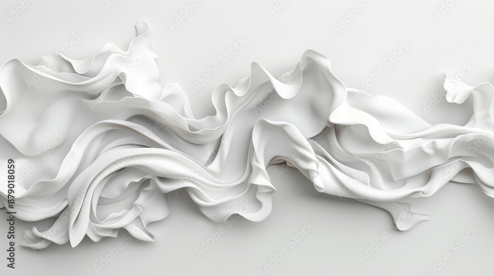 Poster minimalist 3d wave pattern on white background - abstract clean design concept, generative ai