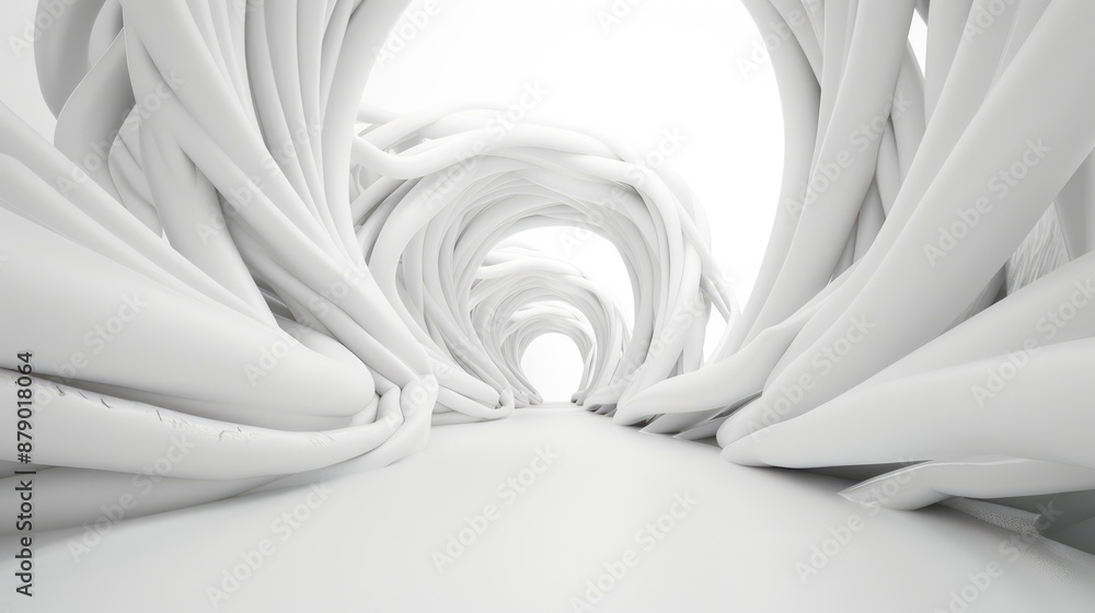 Aufkleber minimalist 3d column with smooth curves - abstract high resolution render, generative ai
