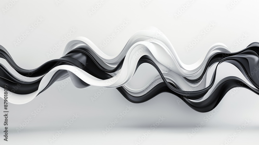 Poster elegant 3d wave pattern on clean white background - abstract concept design, generative ai