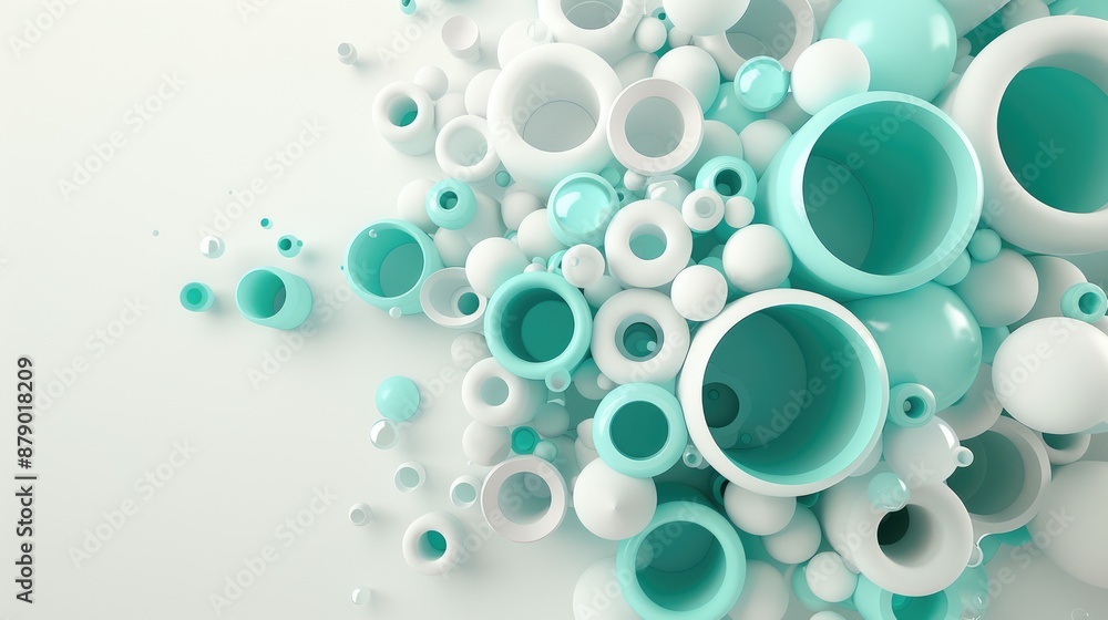 Poster minimalist 3d cylinder with clean shadows in abstract composition - high resolution render, generati