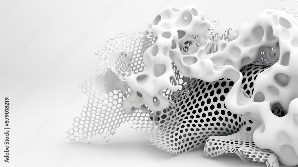 Poster futuristic minimalist 3d mesh with smooth curves - abstract high-resolution design, generative ai