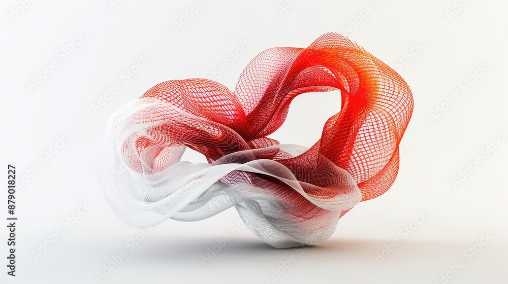 Poster geometric harmony - contemporary minimalist 3d mesh with smooth curves and abstract form in high res