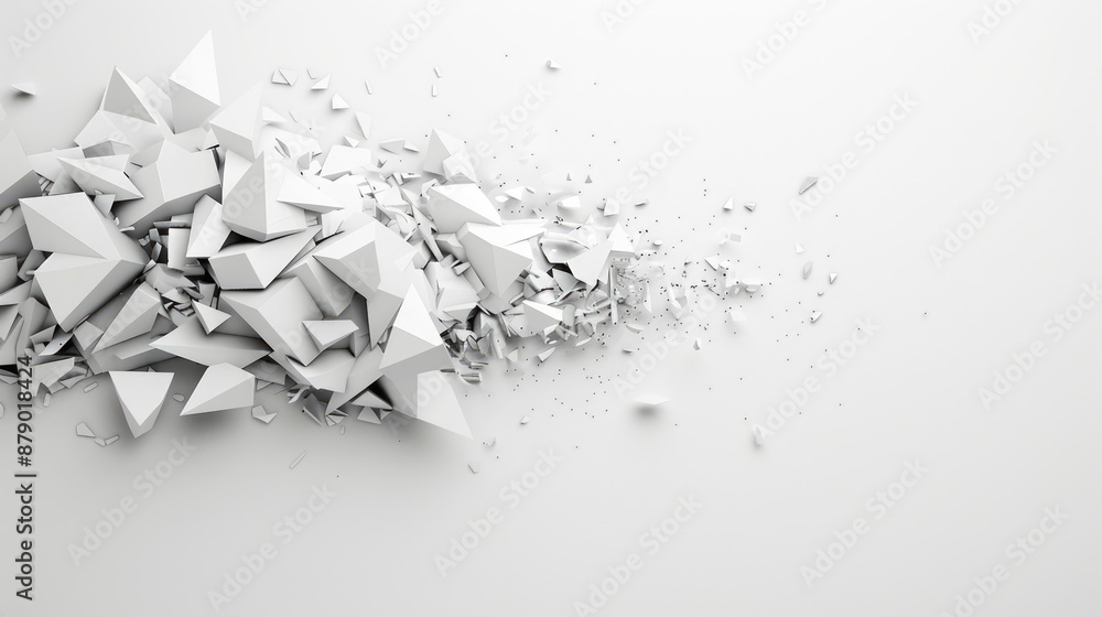 Poster minimalist geometric 3d form on white background - abstract clean design concept, generative ai
