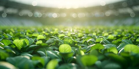 Ecofriendly Olympic stadium with renewable energy green design and futuristic 3D render. Concept Green Architecture, Sustainable Innovation, 3D Visualization, Eco-Friendly Design, Renewable Energy