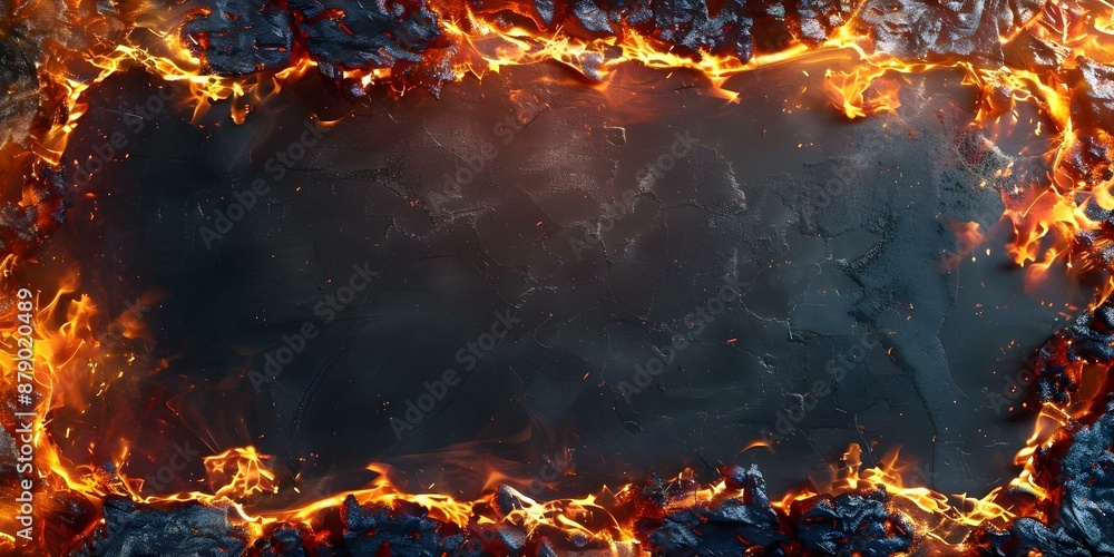 Poster isolated background with fiery border. concept fiery border, isolated background