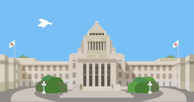 明るいイメージの国会議事堂のビデオ