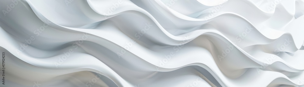 Poster Abstract white textured background with flowing wave-like patterns, perfect for modern design concepts and minimalist themes.