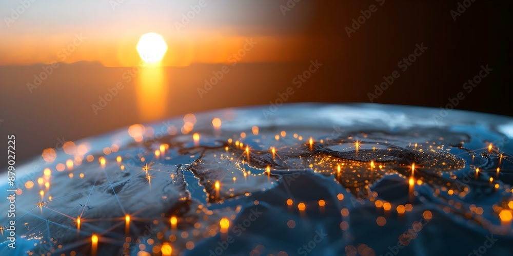 Poster image of globe with web3 connections symbolizing digital globalization and connectivity. concept dig
