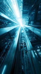 Obraz premium Futuristic Space Elevator Concept with Holographic Structural Design and Advanced Engineering